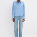 Button Detail Cropped Shirt In Rose Quartz