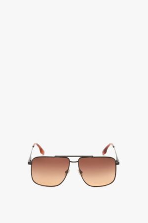 Rectangular Visor Gold-Framed Sunglasses