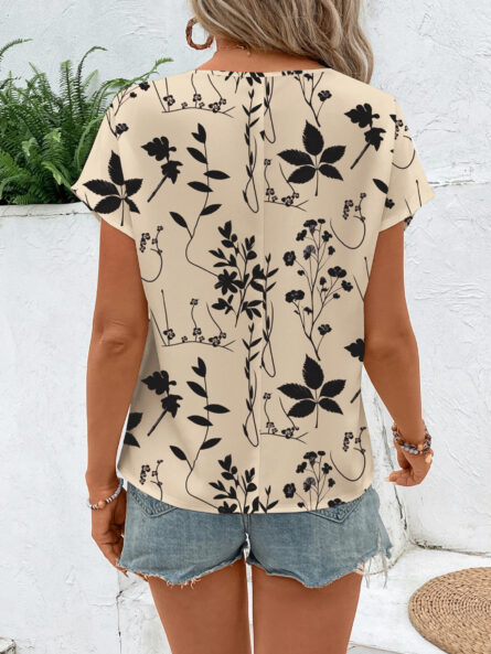 Floral Print Round Neck Blouse - Image 3