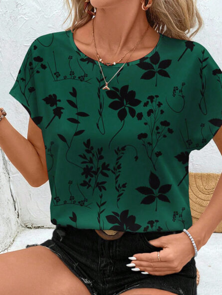 Floral Print Round Neck Blouse - Image 8