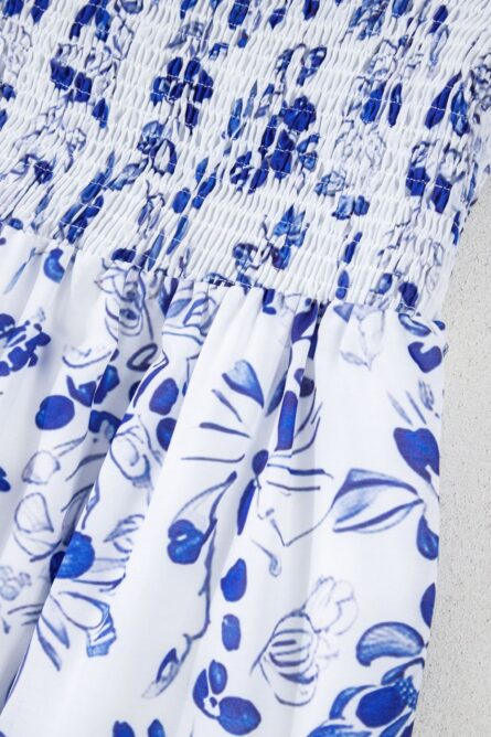 Smocked Printed Square Neck Puff Sleeve Dress - Image 12