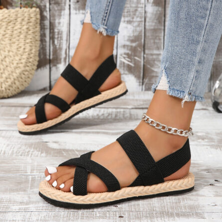 Crisscross Open Toe Flat Sandals - Image 4