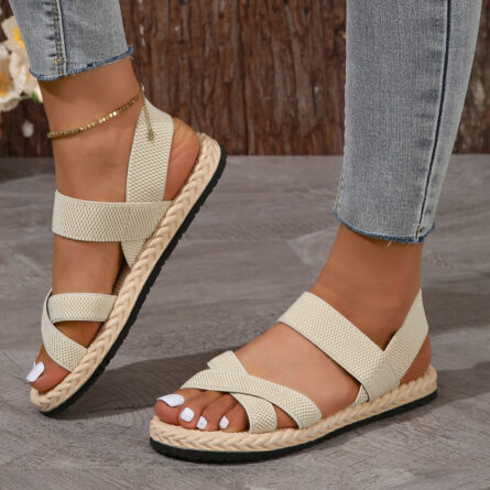 Crisscross Open Toe Flat Sandals - Image 8