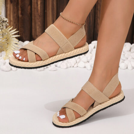 Crisscross Open Toe Flat Sandals - Image 6