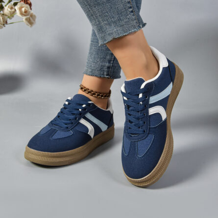 Contrast Round Toe Platform Sneakers - Image 5