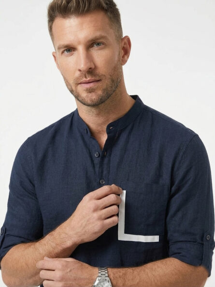 Men's Plus Size Casual Button Detail Shirt with Pocket - Image 8