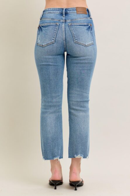 Judy Blue Mr Vintage Wash Destroy Hem Kick Flare Jeans - Image 4