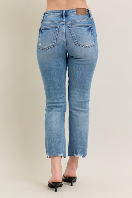 Judy Blue Mr Vintage Wash Destroy Hem Kick Flare Jeans - Image 7