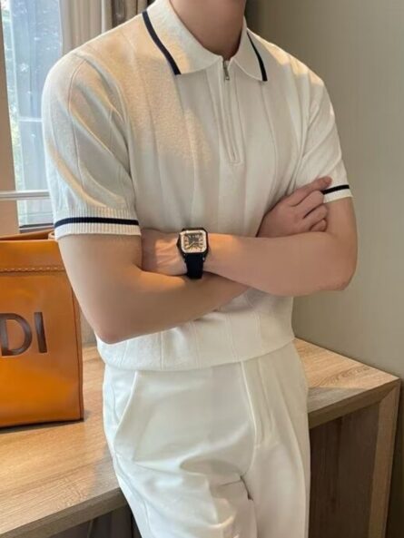 Men's Plus Size Quarter Zip Short Sleeve Polo - Image 2