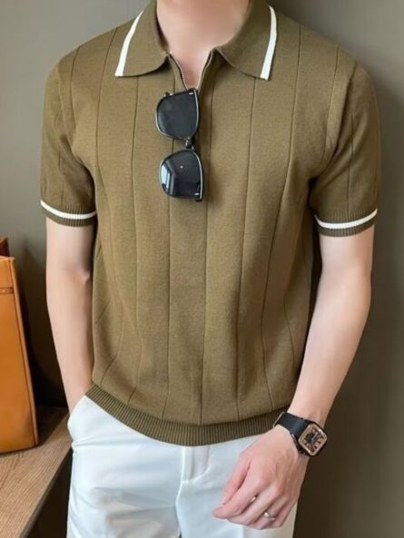 Men's Plus Size Quarter Zip Short Sleeve Polo - Image 6