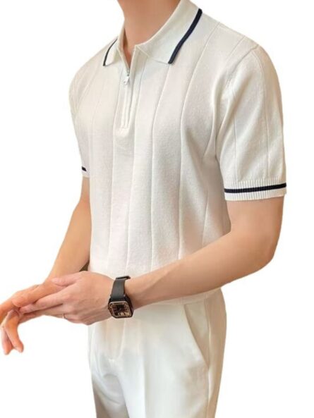 Men's Plus Size Quarter Zip Short Sleeve Polo - Image 5