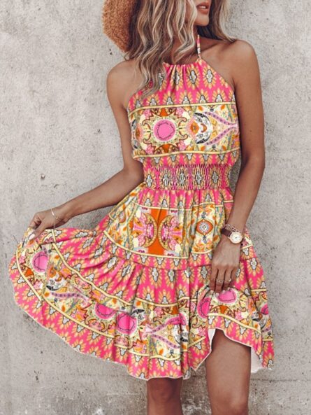 Paisley Print Halter Neck Mini Dress - Image 17