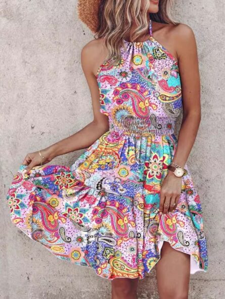 Paisley Print Halter Neck Mini Dress - Image 7