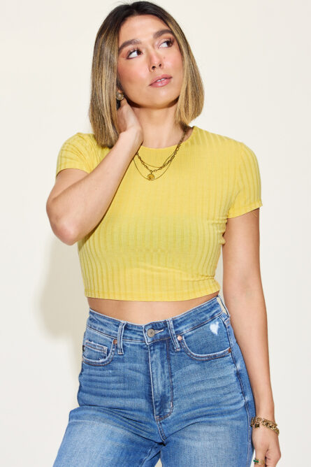 Basic Bae Full Size Ribbed Round Neck Short Sleeve T-Shirt - Image 8