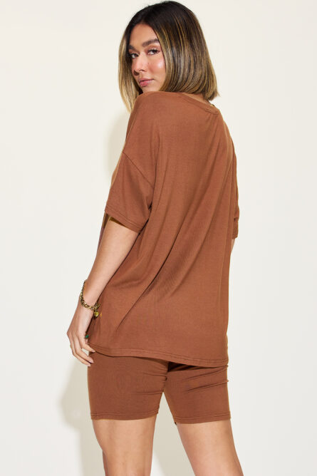 Basic Bae Full Size V-Neck Drop Shoulder T-Shirt and Shorts Set - Image 12