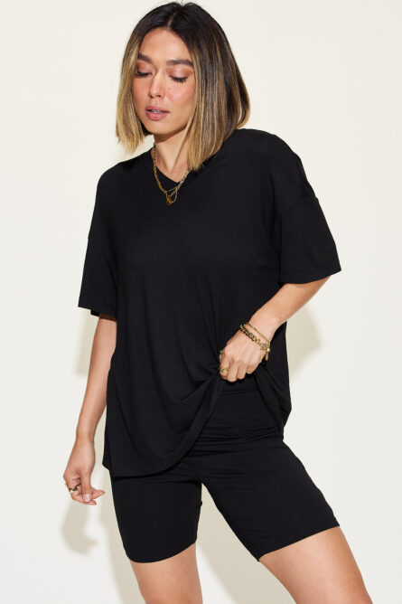 Basic Bae Full Size V-Neck Drop Shoulder T-Shirt and Shorts Set - Image 26