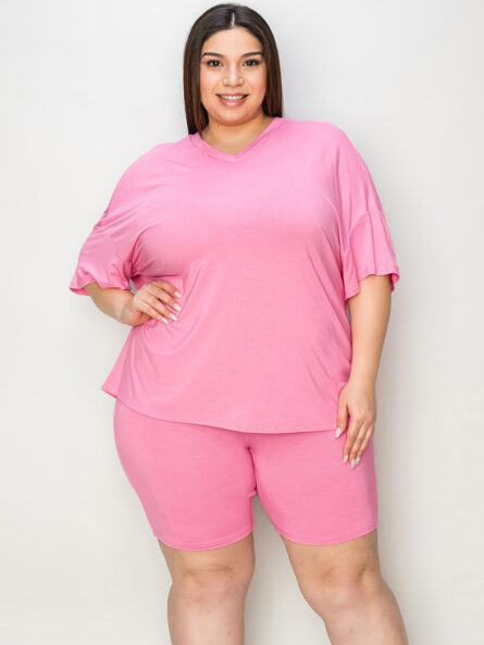 Basic Bae Full Size V-Neck Drop Shoulder T-Shirt and Shorts Set - Image 6