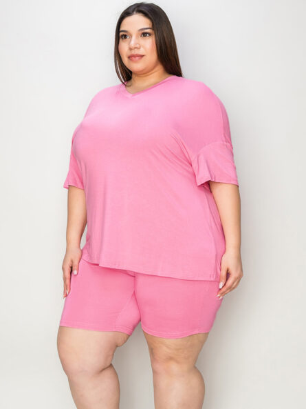 Basic Bae Full Size V-Neck Drop Shoulder T-Shirt and Shorts Set - Image 8