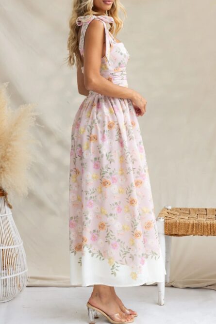 Printed Tie Shoulder Midi Cami Dress - Image 8