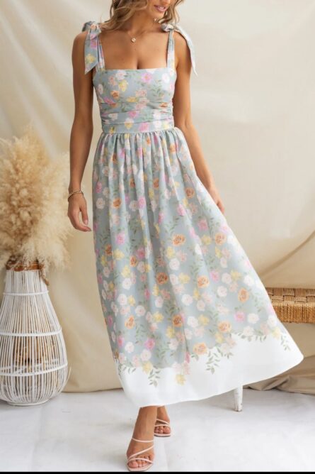 Printed Tie Shoulder Midi Cami Dress - Image 5