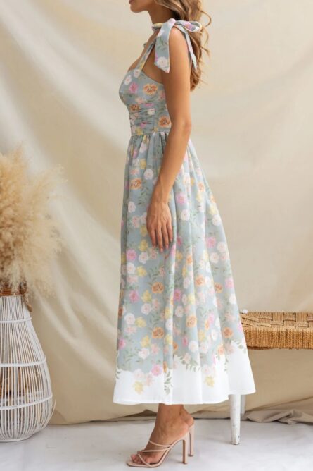 Printed Tie Shoulder Midi Cami Dress - Image 4