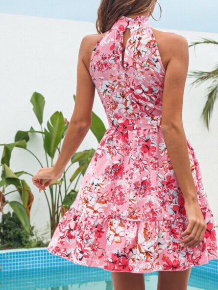 Floral Print Halter Neck Mini Dress - Image 2