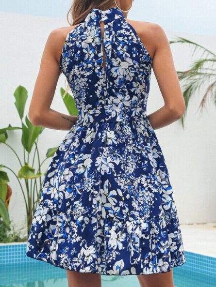 Floral Print Halter Neck Mini Dress - Image 6