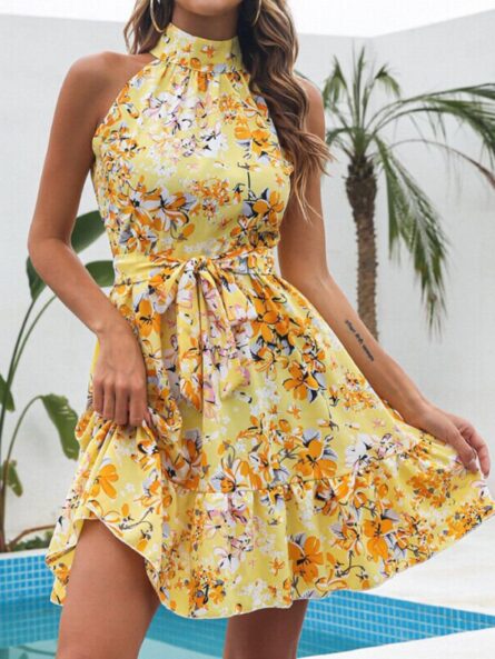 Floral Print Halter Neck Mini Dress - Image 7