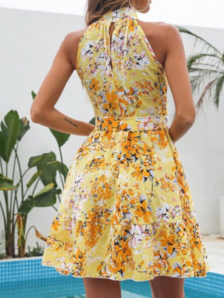 Floral Print Halter Neck Mini Dress - Image 9