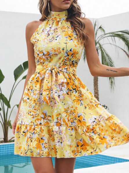 Floral Print Halter Neck Mini Dress - Image 8