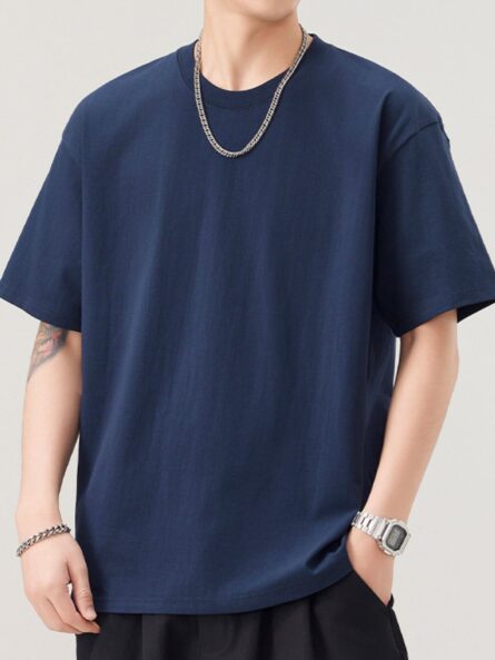 Men's Plus Size Solid Color Casual Loose T-Shirt - Image 6