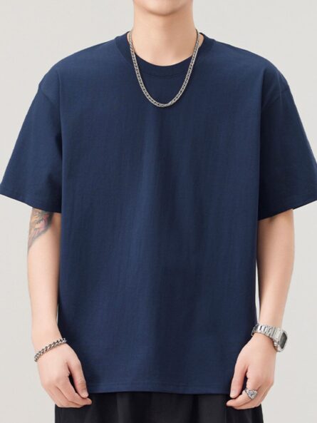 Men's Plus Size Solid Color Casual Loose T-Shirt - Image 7