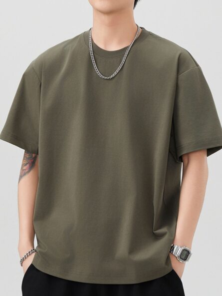 Men's Plus Size Solid Color Casual Loose T-Shirt - Image 8