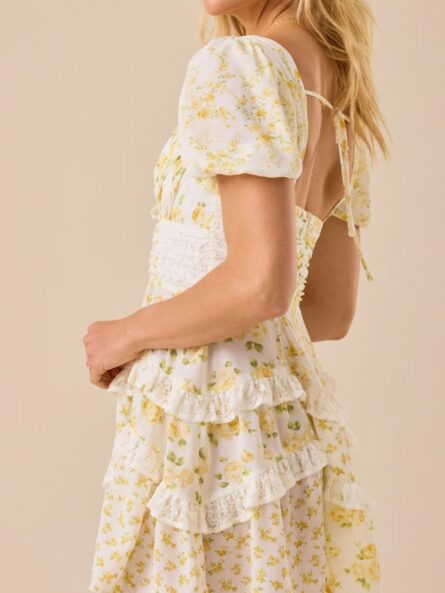 Floral Puff Sleeve Tiered Mini Dress - Image 18