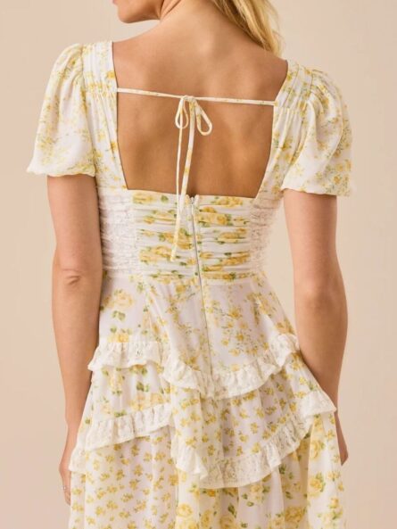 Floral Puff Sleeve Tiered Mini Dress - Image 17