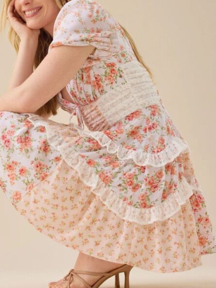 Floral Puff Sleeve Tiered Mini Dress - Image 25