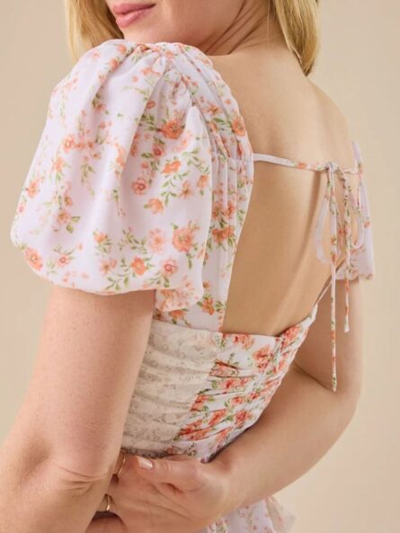 Floral Puff Sleeve Tiered Mini Dress - Image 24