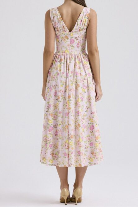Floral V-Neck Sleeveless Midi Dress with Pockets - Image 6