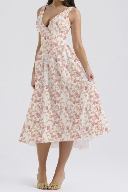 Floral V-Neck Sleeveless Midi Dress with Pockets - Image 12