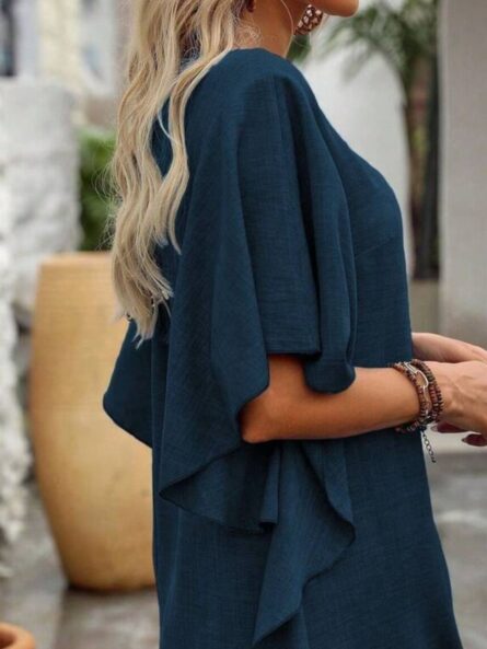 Ruffled Flutter Sleeve V-Neck Mini Dress - Image 5