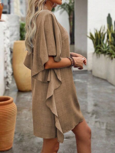 Ruffled Flutter Sleeve V-Neck Mini Dress - Image 16