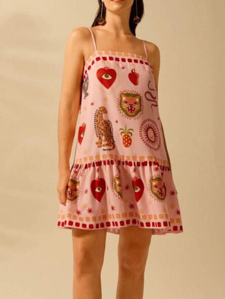 Printed Ruffle Hem Mini Dress - Image 4