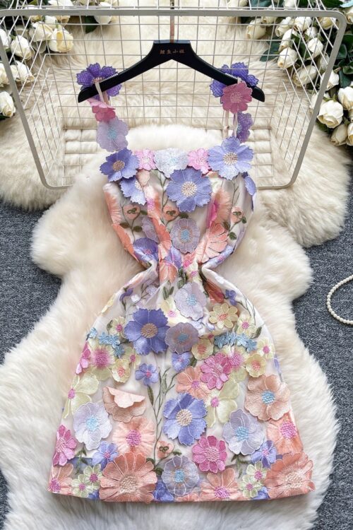 Floral Tie Waist Mini Dress