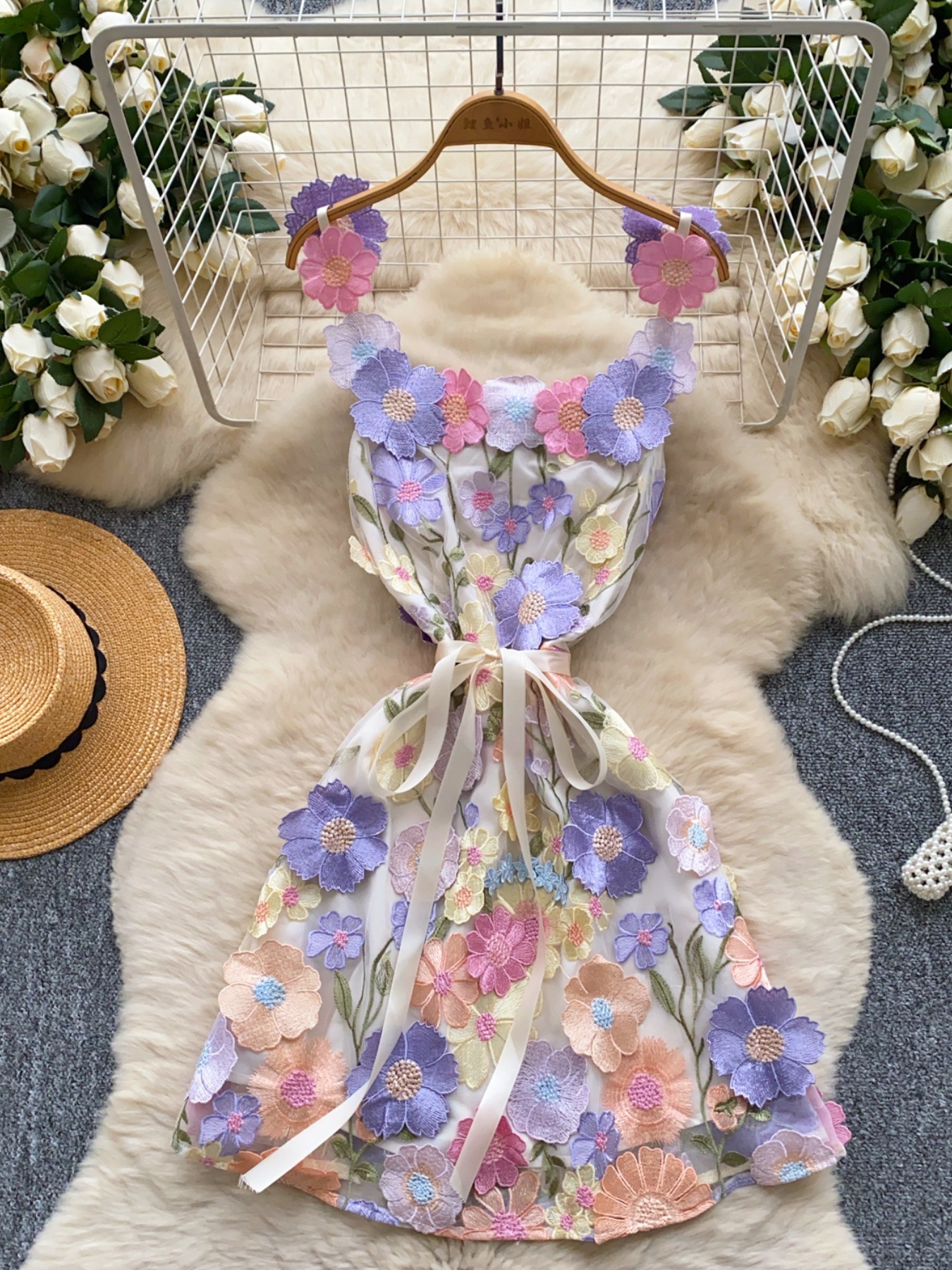 Floral Tie Waist Mini Dress - Image 2