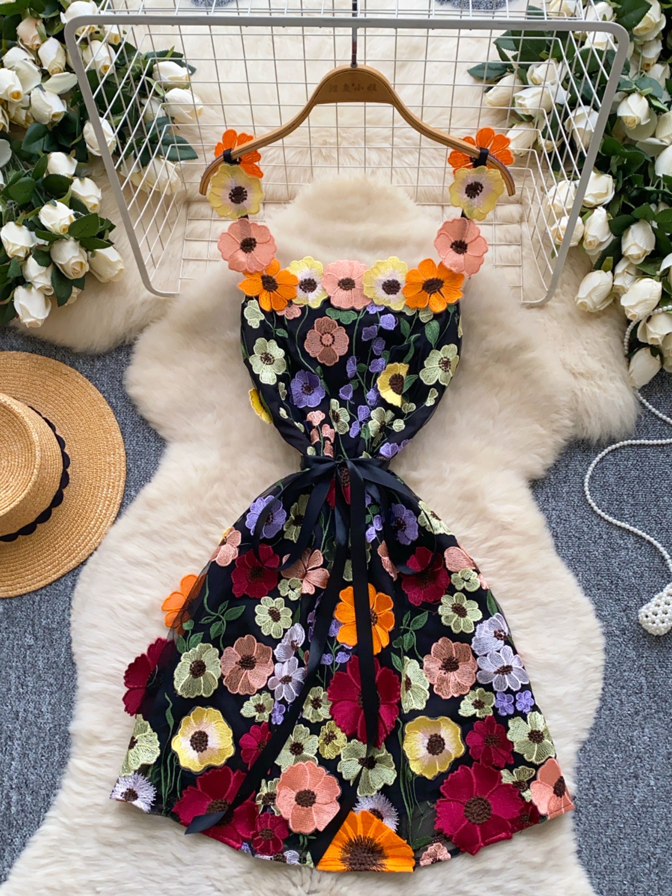 Floral Tie Waist Mini Dress - Image 20