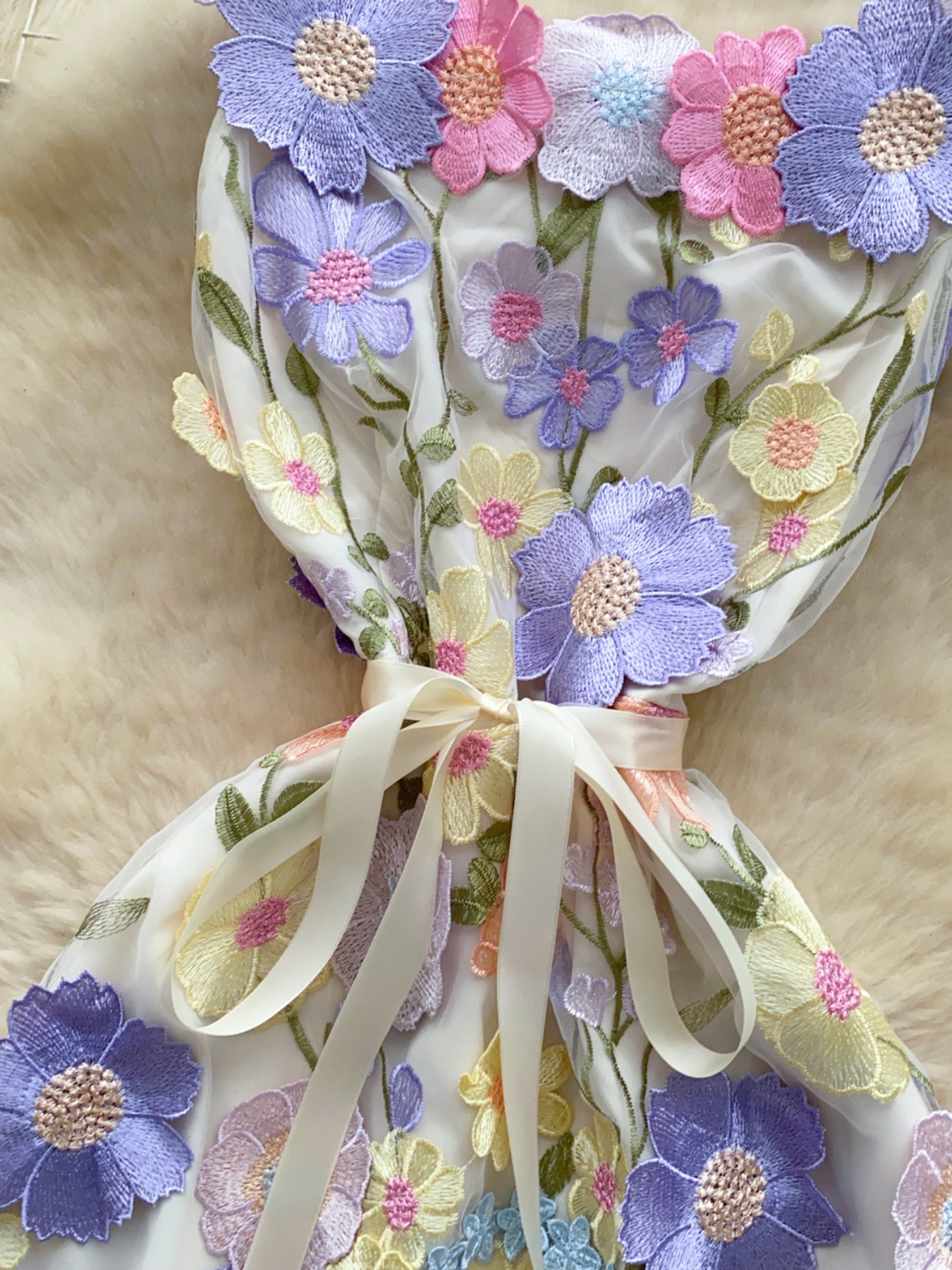 Floral Tie Waist Mini Dress - Image 4