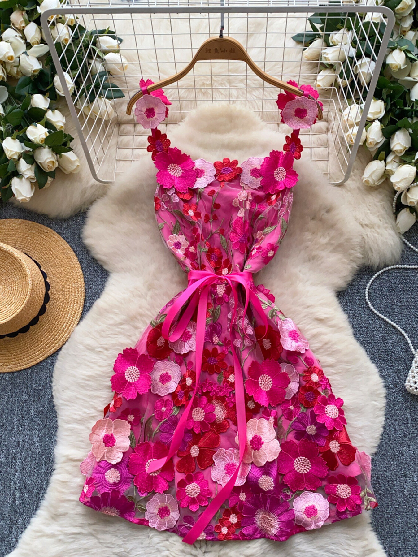Floral Tie Waist Mini Dress - Image 6