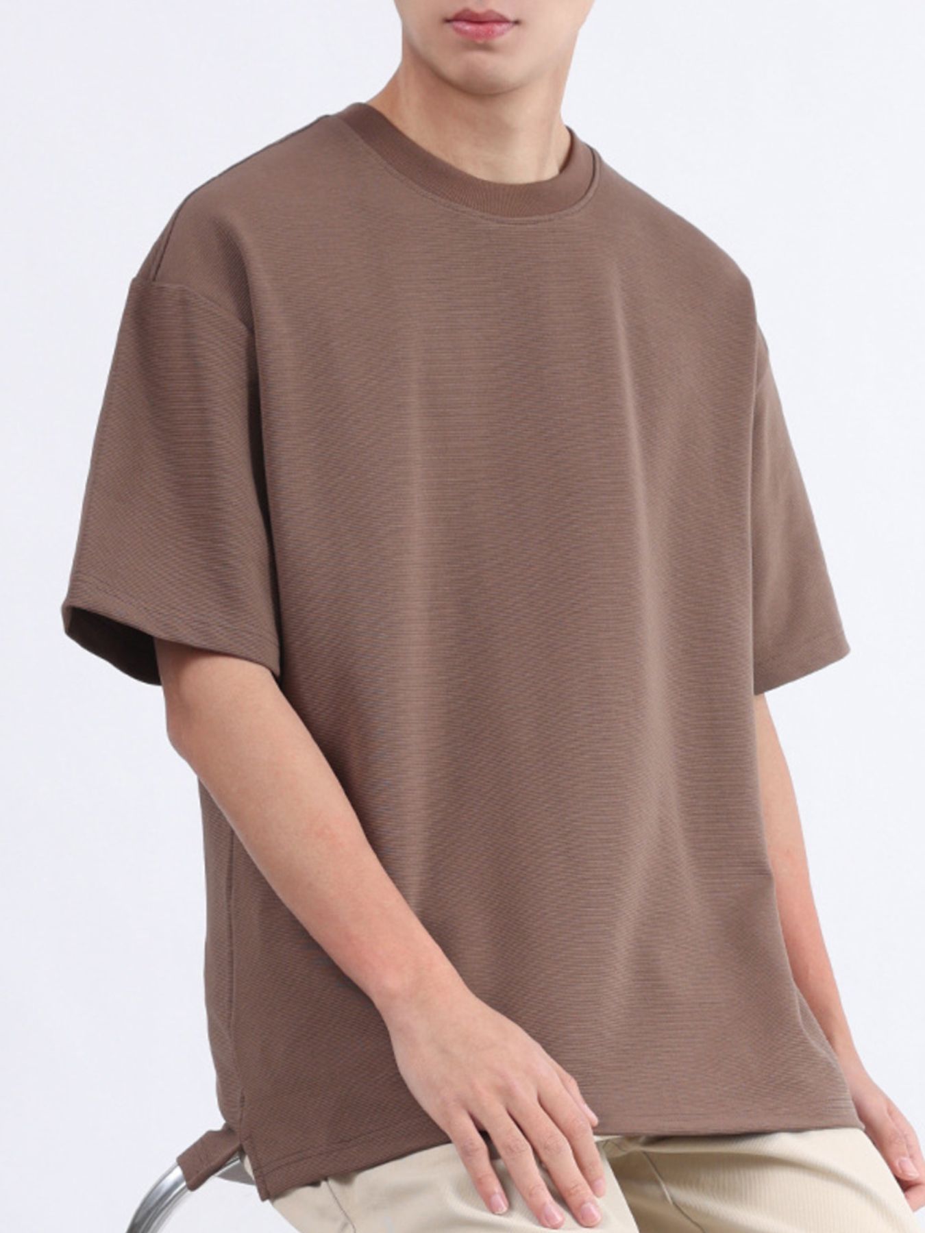 Men's Plus Size Solid Color Round Neck T-Shirt