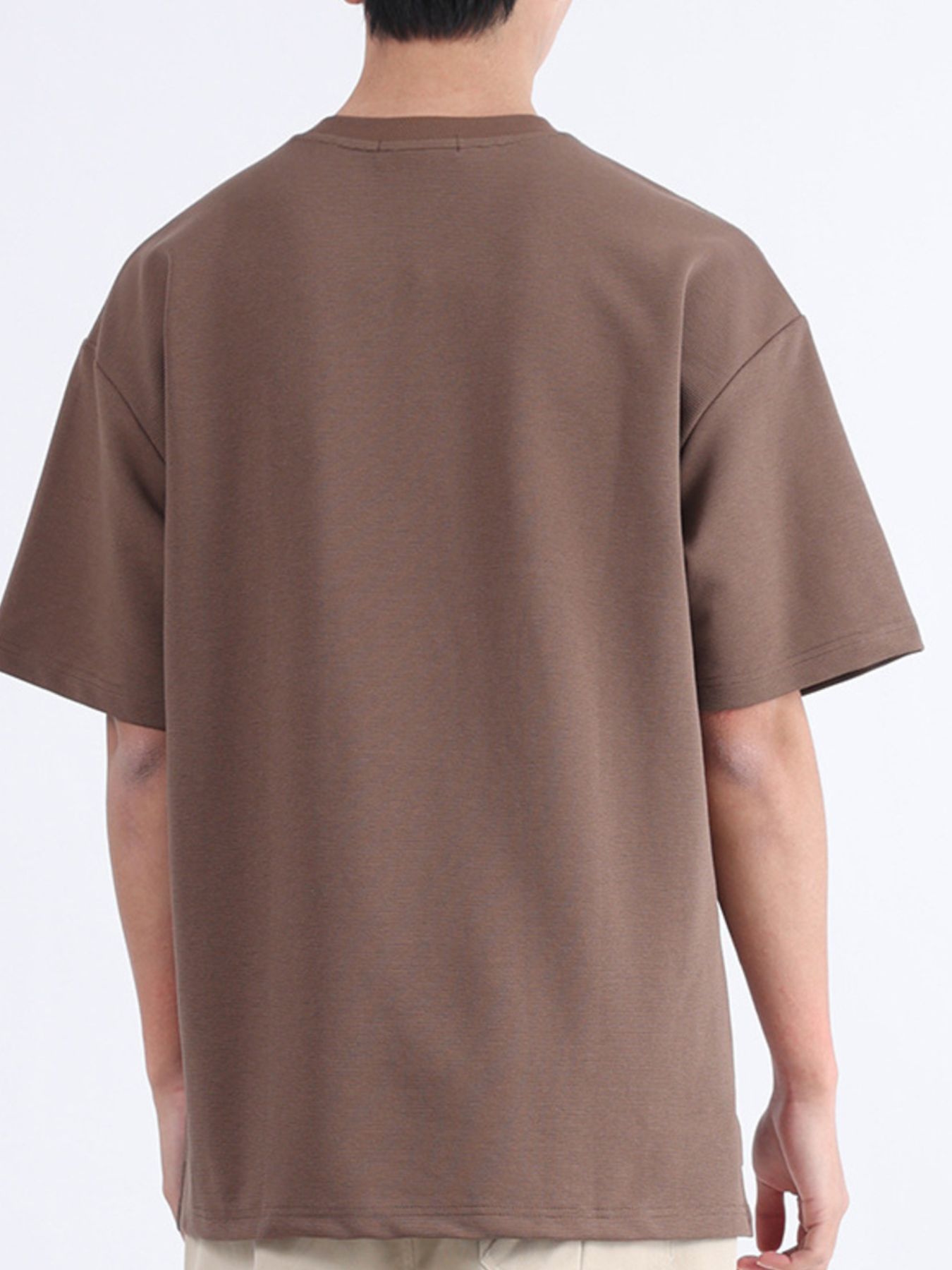 Men's Plus Size Solid Color Round Neck T-Shirt - Image 2
