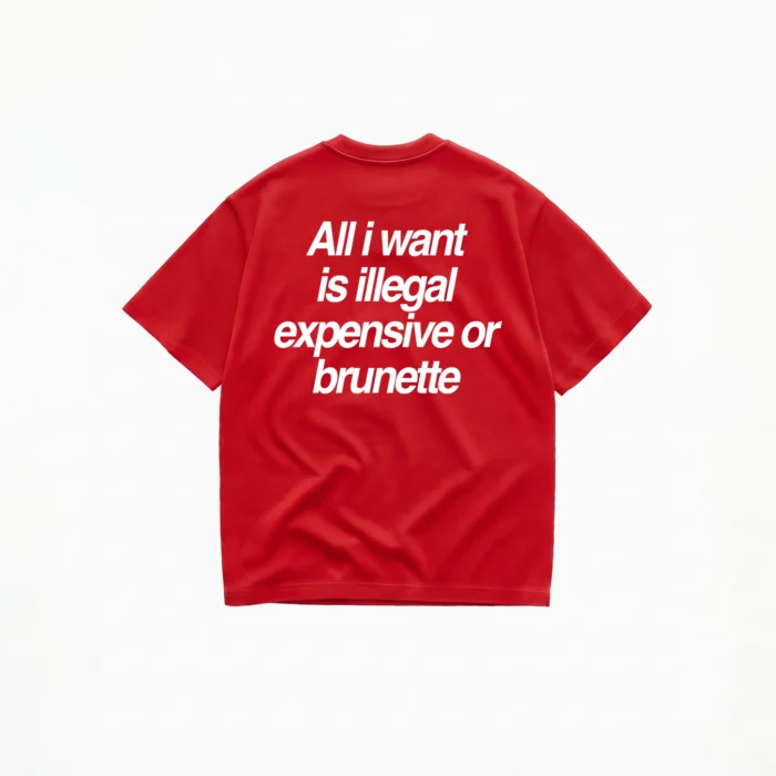 ALL I WANT TEE – ILLEGAL, EXPENSIVE OR BRUNETTE T-SHIRT - Image 4